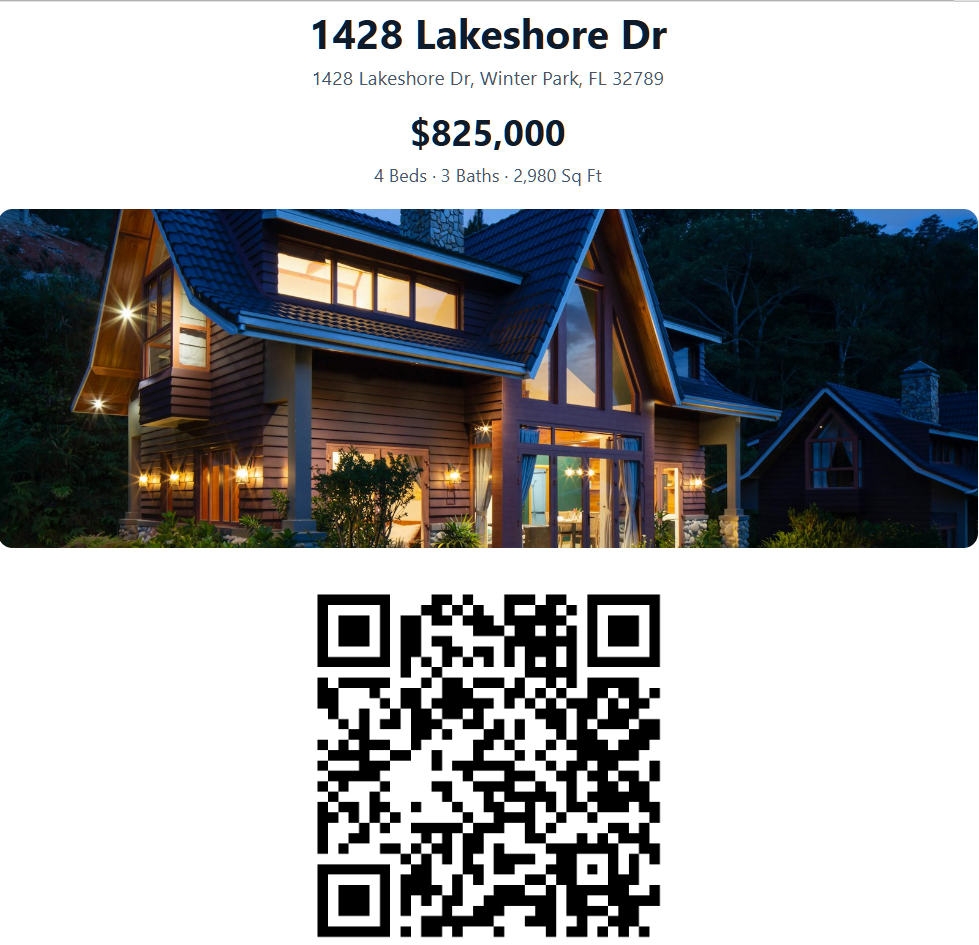 Listing QR code page for 1428 Lakeshore Dr